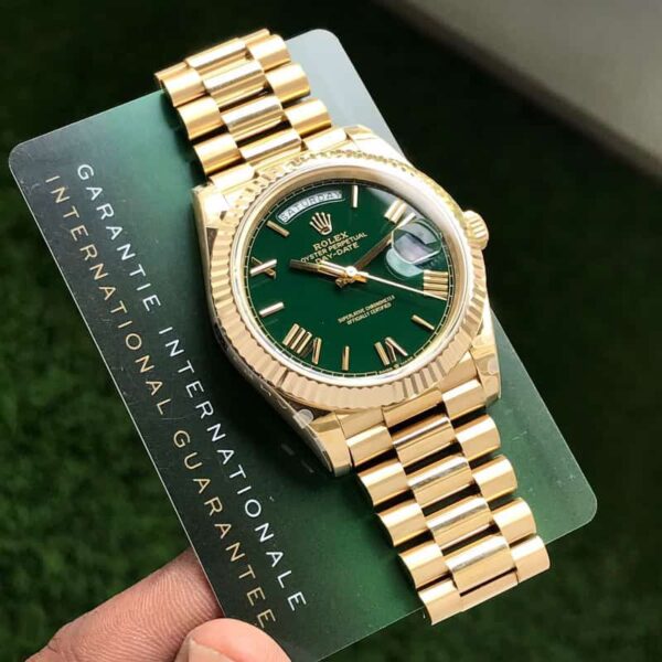 Rolex Day-Date 40 Yellow Gold Green dial Swiss ETA Machinery Mens Watch - Image 3