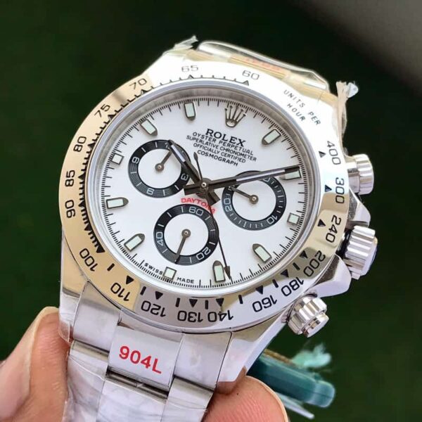 Rolex Cosmograph Daytona Oystersteel Full Silver Swiss ETA Machinery Men's Watch - Image 3