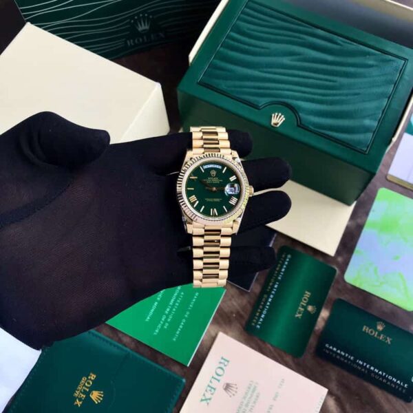 Rolex Day-Date 40 Yellow Gold Green dial Swiss ETA Machinery Mens Watch - Image 9