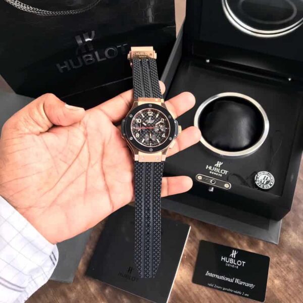 Hublot Big Bang Rosegold Black Swiss ETA Automatic Mens Watch - Image 4