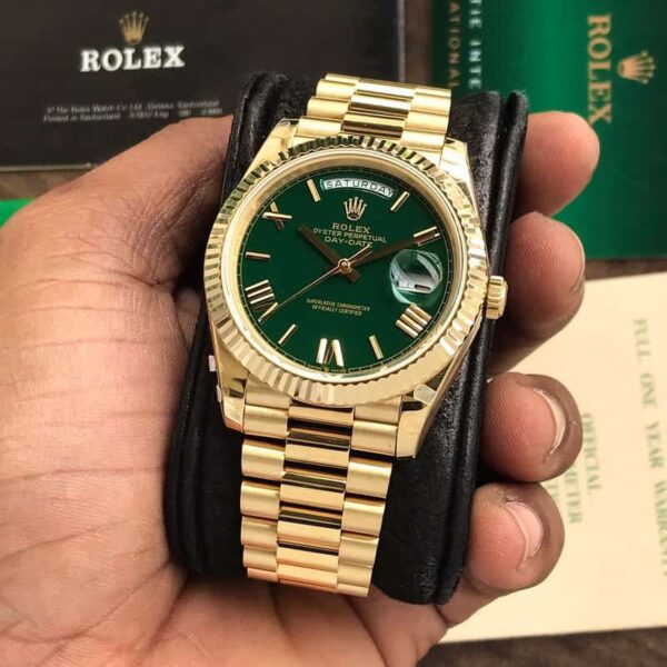 Rolex Day-Date 40 Yellow Gold Green dial Swiss ETA Machinery Mens Watch