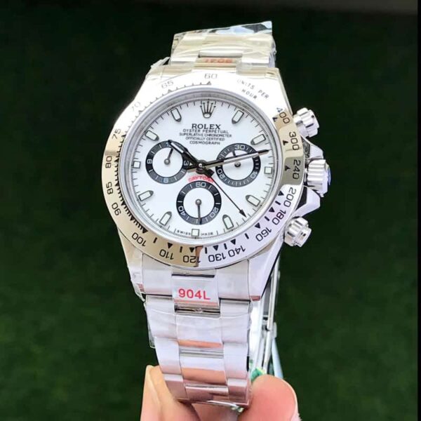 Rolex Cosmograph Daytona Oystersteel Full Silver Swiss ETA Machinery Men's Watch - Image 2