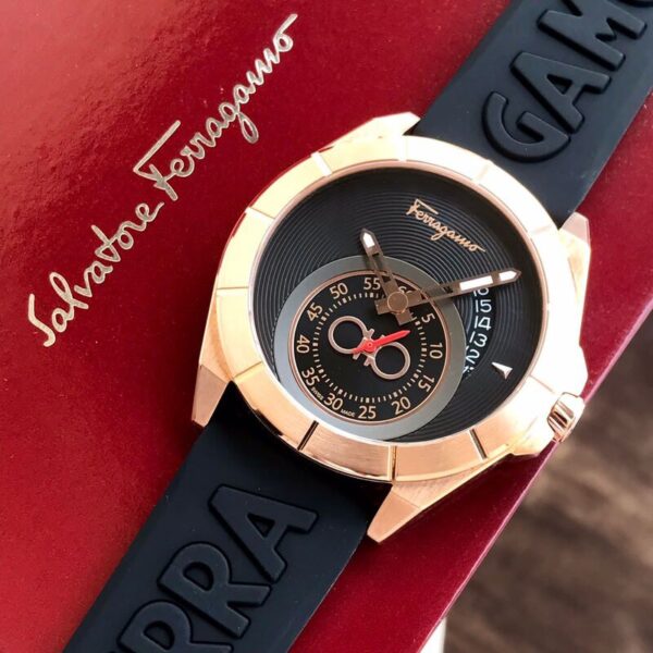 FERRAGAMO Rose gold & Black Analog Silicon Mens Watch SF1Y00720 - Image 3