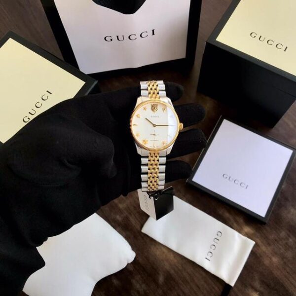 Gucci G-Timeless Watch White Dial With Star, Bee & Lions Head Automatic Mens Watch - Image 8