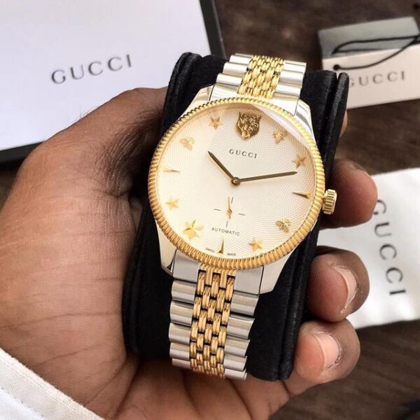 Gucci G-Timeless Watch White Dial With Star, Bee & Lions Head Automatic Mens Watch