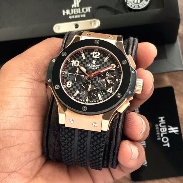 Hublot Big Bang Rosegold Black Swiss ETA Automatic Mens Watch