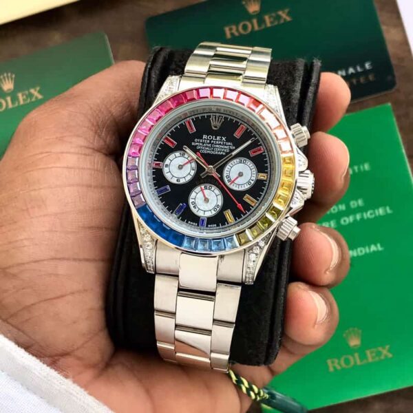 Rolex Daytona Rainbow Stainless Steel Japanese Automatic Mens Watch