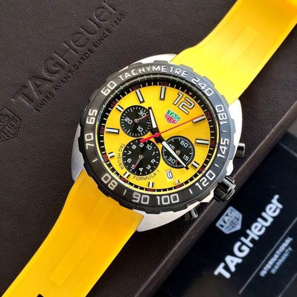 Tag Heuer Formula 1 Yellow Stainless Steel Japanese Quality Quartz Chronograph Master Quality Men’s Watch - Image 3