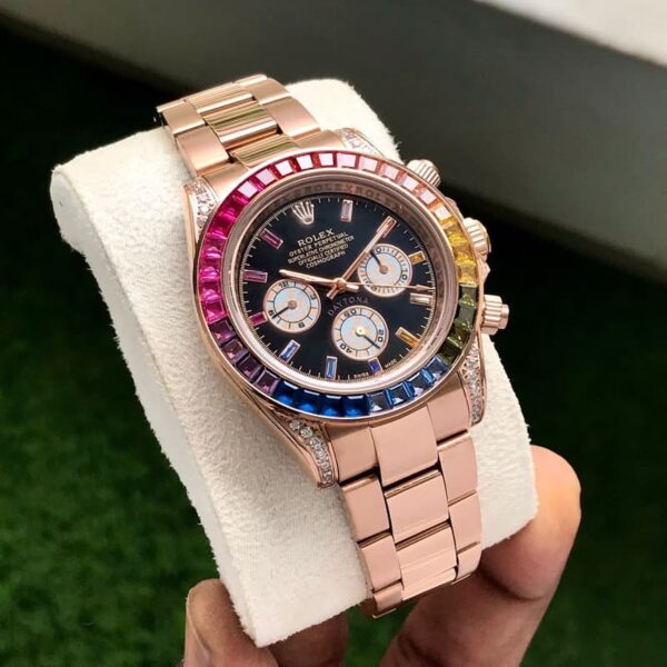 Rolex Rainbow Daytona Rose gold Tone Automatic Japanese Mens Watch - Image 6