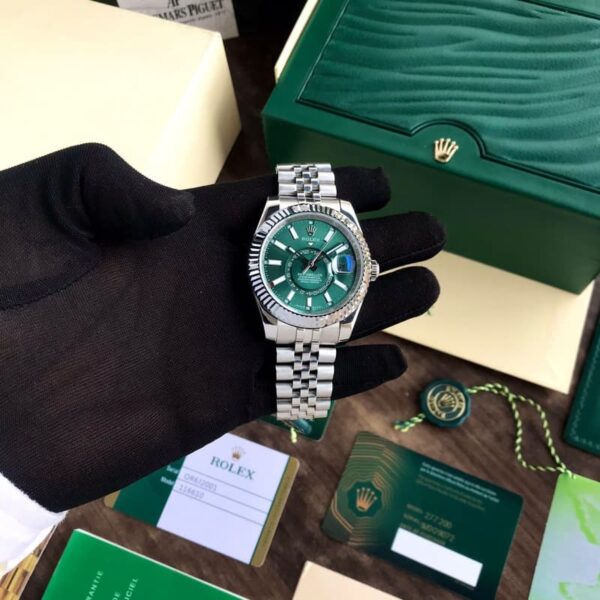 Rolex SkyDweller Stainless Steel Green Dial & Jubli Chain Strap Japanese Automatic Master Quality Men’s Watch - Image 5