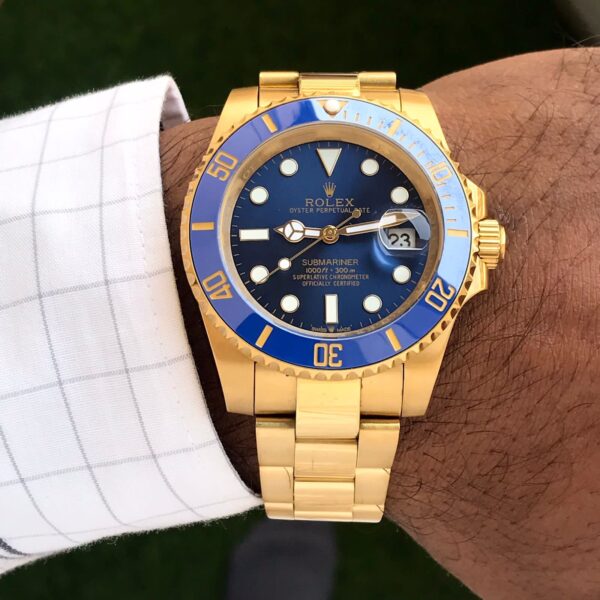 Rolex Submariner Full Gold & Blue Dial Japanese Master Quality Automatic Men’s Watch - Image 10