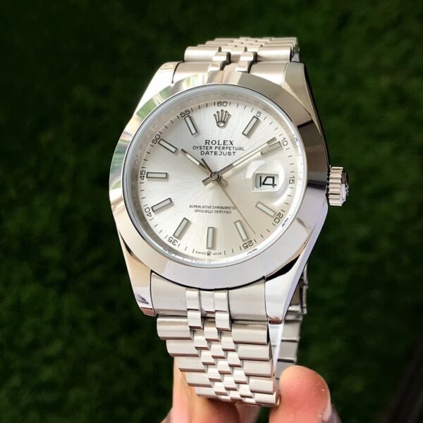 Rolex Date Just 41 Stainless Steel Silver Tone White Dial Japanese Automatic Master Quality Men’s Watch - Image 2