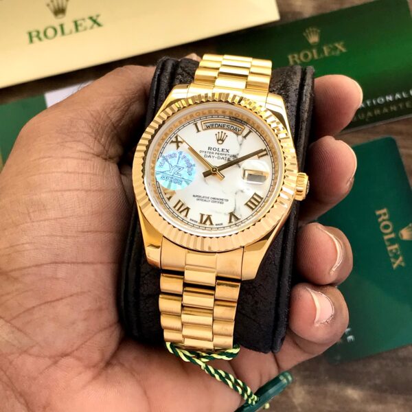 Rolex Date Just 41Yellow Gold Tone & White Dial Jubli Chain Japanese Automatic Master Quality Men’s Watch