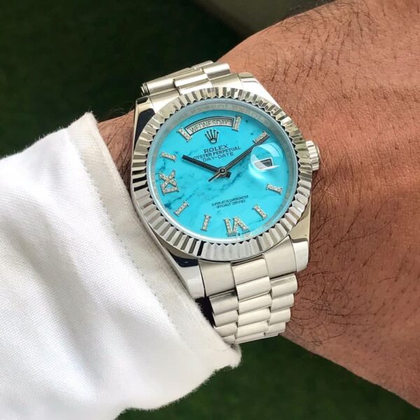 Rolex Day Date Stainless Steel Sky Blue Dial Japanese Automatic Master Quality Men’s Watch - Image 4