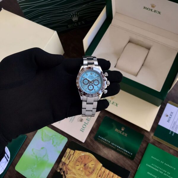 Rolex Daytona Cosmograph Stainless Steel Sky Blue Dial Japanese Master Quality Mens Watch - Image 11