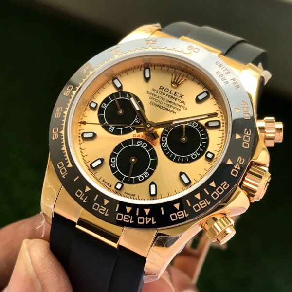 Rolex Daytona Cosmographs Yellow Gold Dial & Black Rubber Strap Japanese Master Quality Automatic Men’s Watch - Image 5