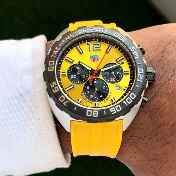 Tag Heuer Formula 1 Yellow Stainless Steel Japanese Quality Quartz Chronograph Master Quality Men’s Watch - Image 5