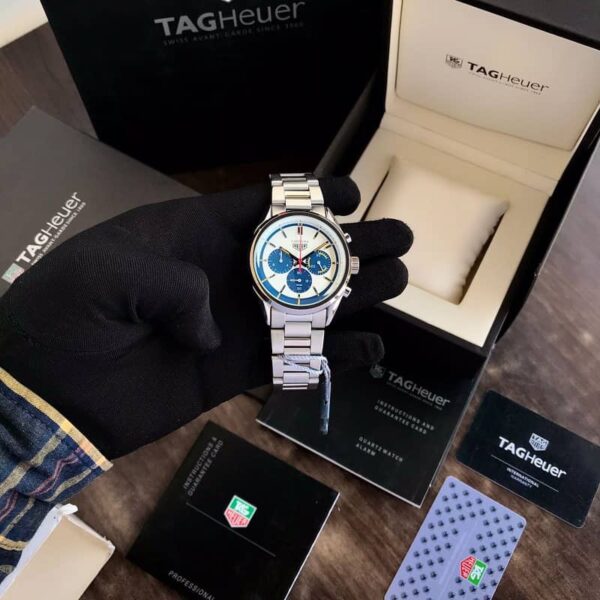 Tag Heuer Grand Carrera Blue Chronograph & Stainless Steel Strap Japanese Master Quality Men’s Watch - Image 4