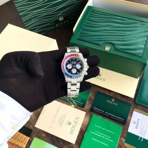 Rolex Daytona Rainbow Stainless Steel Japanese Automatic Mens Watch - Image 6