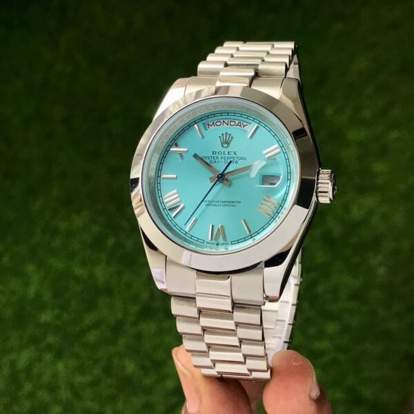 Rolex Day Date 41 Stainless Steel Sky Blue Dial Japanese Master Quality Men’s Watch - Image 2