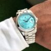 Rolex Day Date 41 Stainless Steel Sky Blue Dial Japanese Master Quality Men’s Watch - Image 3