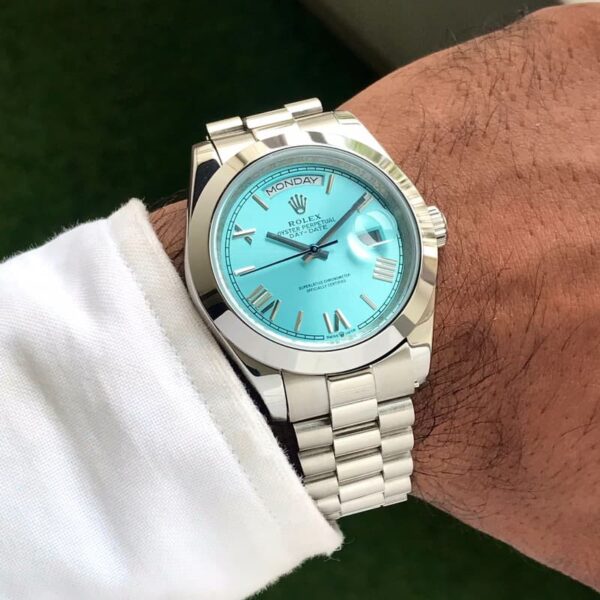 Rolex Day Date 41 Stainless Steel Sky Blue Dial Japanese Master Quality Men’s Watch - Image 3