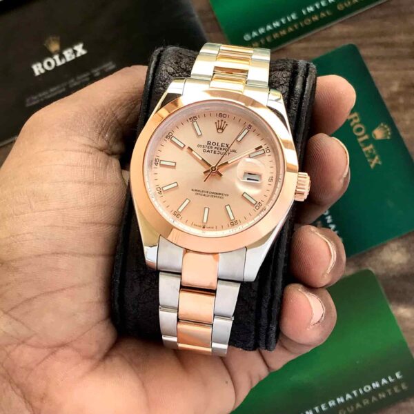 Rolex Date Just 41 Automatic Two Tone Rosegold Dial Automatic Mens Watch