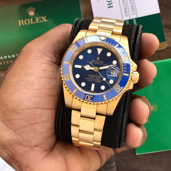 Rolex Submariner Full Gold & Blue Dial Japanese Master Quality Automatic Men’s Watch