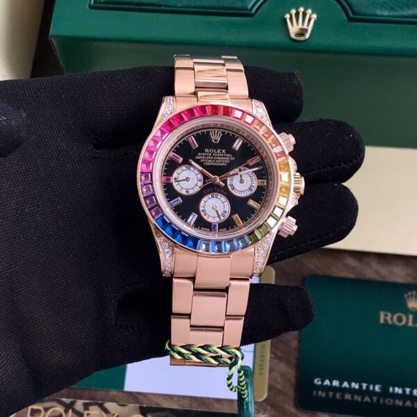 Rolex Rainbow Daytona Rose gold Tone Automatic Japanese Mens Watch - Image 9