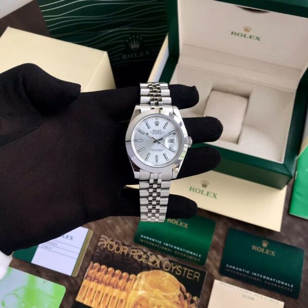 Rolex Date Just 41 Stainless Steel Silver Tone White Dial Japanese Automatic Master Quality Men’s Watch - Image 4