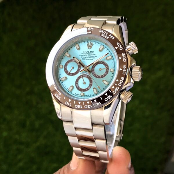 Rolex Daytona Cosmograph Stainless Steel Sky Blue Dial Japanese Master Quality Mens Watch - Image 3