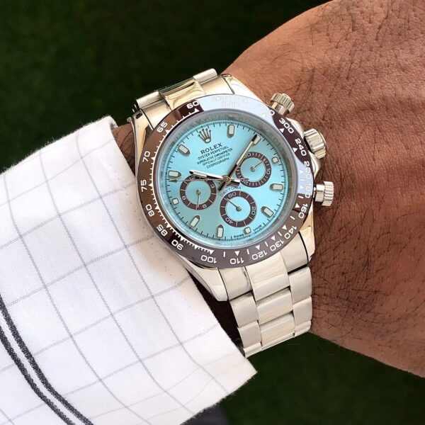 Rolex Daytona Cosmograph Stainless Steel Sky Blue Dial Japanese Master Quality Mens Watch - Image 7