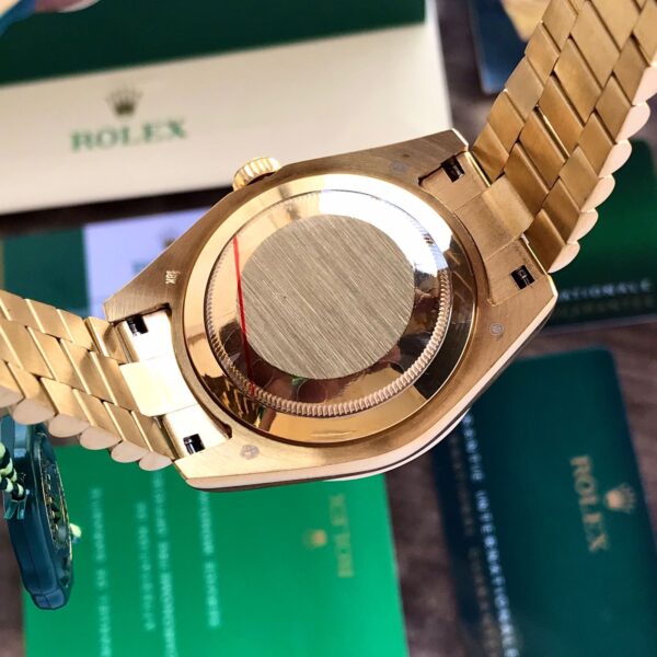 Exclusive Rolex Day Date Golden Green Dial & Diamond Basel Japanese Automatic Watch - Image 6