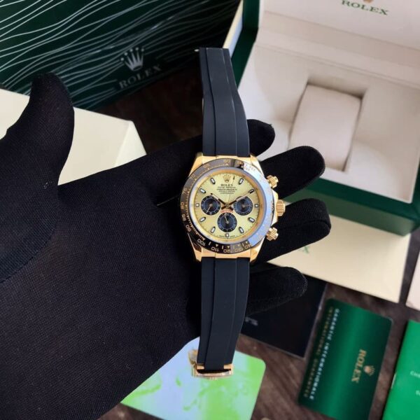 Rolex Daytona Cosmographs Yellow Gold Dial & Black Rubber Strap Japanese Master Quality Automatic Men’s Watch - Image 10