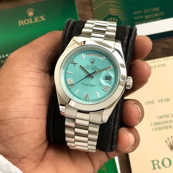 Rolex Day Date 41 Stainless Steel Sky Blue Dial Japanese Master Quality Men’s Watch