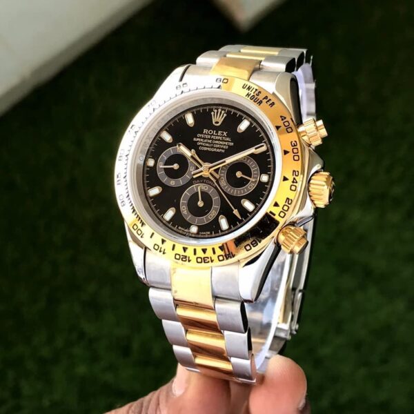 Rolex Daytona Panda Stainless Steel Gold & Black Dial Japanese Master Quality Automatic Men’s Watch - Image 3