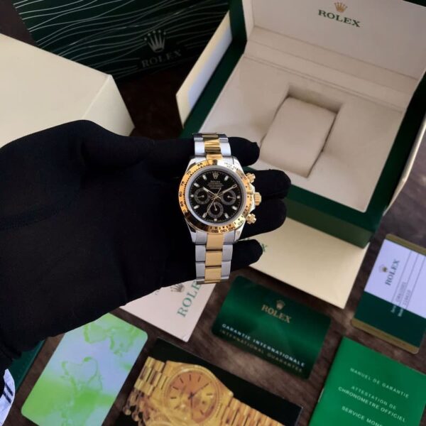 Rolex Daytona Panda Stainless Steel Gold & Black Dial Japanese Master Quality Automatic Men’s Watch - Image 9