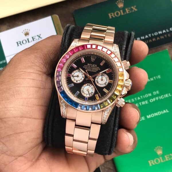 Rolex Rainbow Daytona Rose gold Tone Automatic Japanese Mens Watch