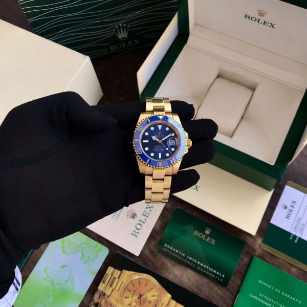 Rolex Submariner Full Gold & Blue Dial Japanese Master Quality Automatic Men’s Watch - Image 11