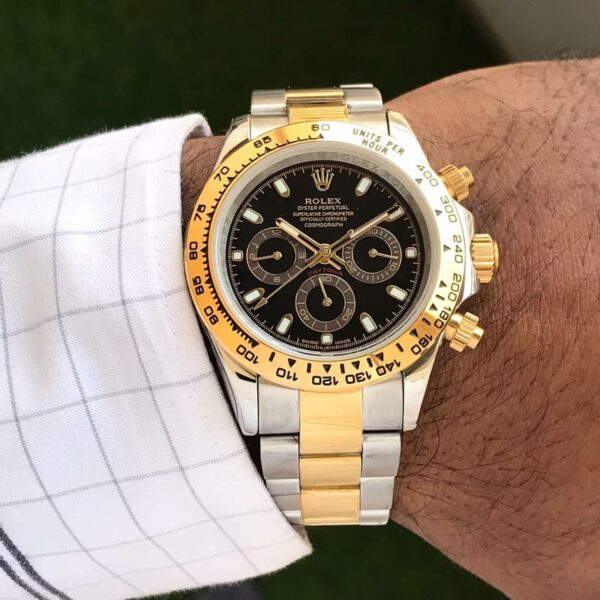 Rolex Daytona Panda Stainless Steel Gold & Black Dial Japanese Master Quality Automatic Men’s Watch - Image 8