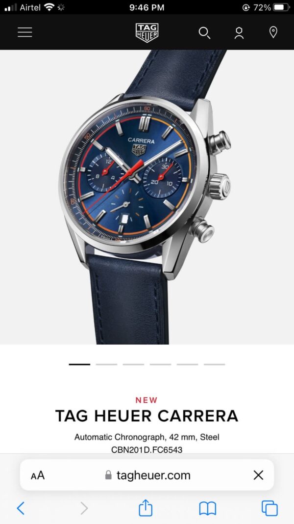 Tag Heuer Carrera Japanese Machinery Blue Dial Master Quality Mens Watch - Image 2