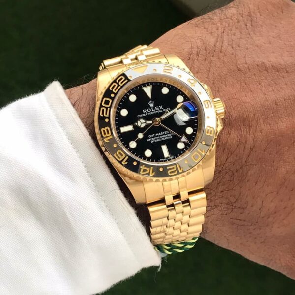 Rolex GMT-Master II With Black Ceramic Bezel Full Gold Tone & Black Dial Japanese Automatic Master Quality Mens Watch - Image 7