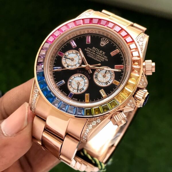 Rolex Rainbow Daytona Rose gold Tone Automatic Japanese Mens Watch - Image 8