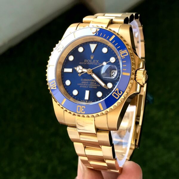 Rolex Submariner Full Gold & Blue Dial Japanese Master Quality Automatic Men’s Watch - Image 4