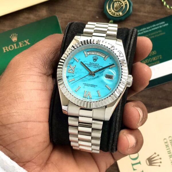 Rolex Day Date Stainless Steel Sky Blue Dial Japanese Automatic Master Quality Men’s Watch