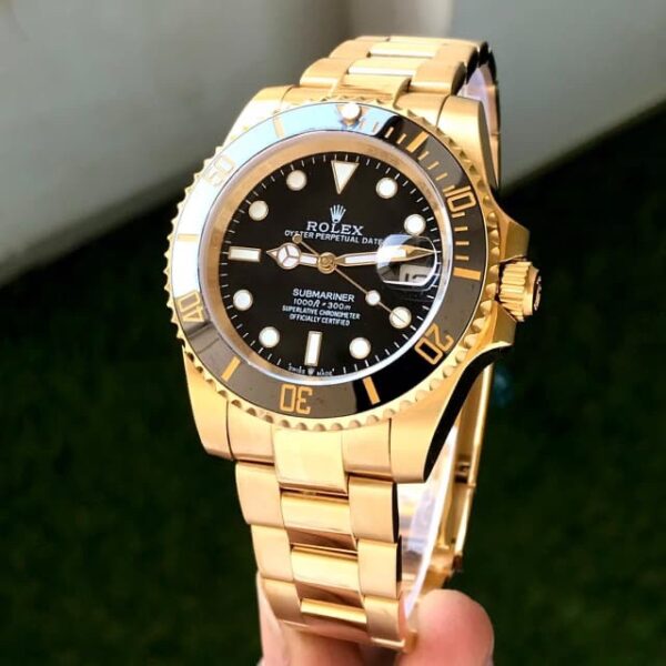 Rolex Submariner Stainless Steel Full Gold & Black Dial Japanese Automatic Master Quality Men’s Watch - Image 3