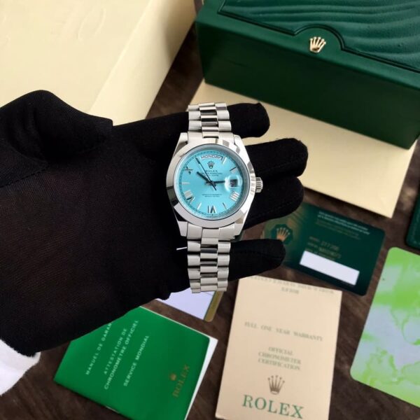 Rolex Day Date 41 Stainless Steel Sky Blue Dial Japanese Master Quality Men’s Watch - Image 4