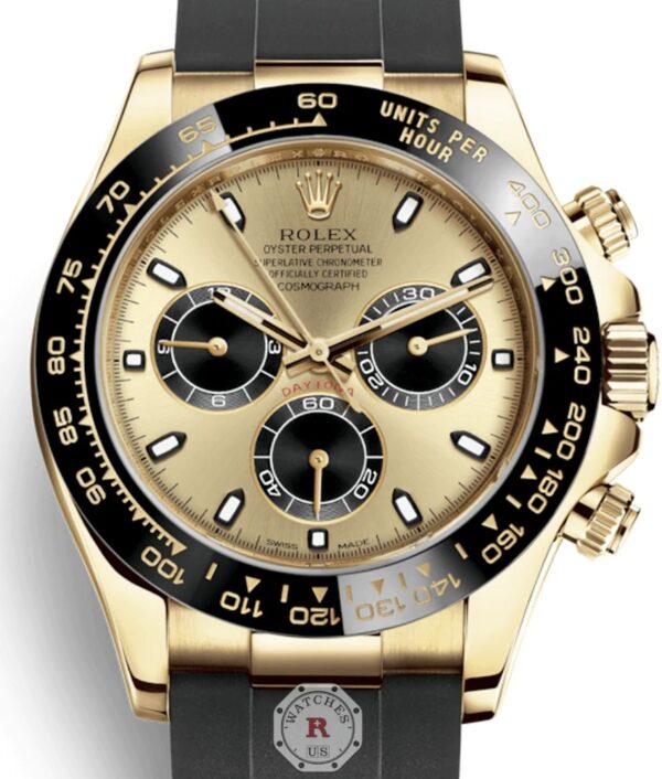 Rolex Daytona Cosmographs Yellow Gold Dial & Black Rubber Strap Japanese Master Quality Automatic Men’s Watch - Image 6