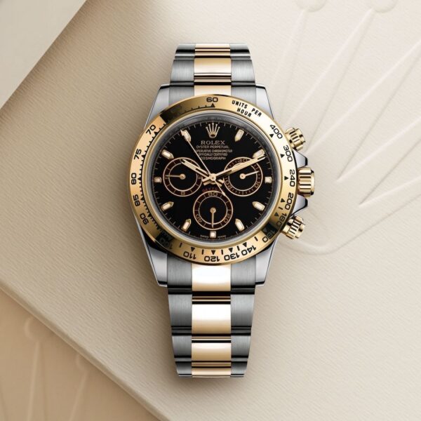 Rolex Daytona Panda Stainless Steel Gold & Black Dial Japanese Master Quality Automatic Men’s Watch - Image 5