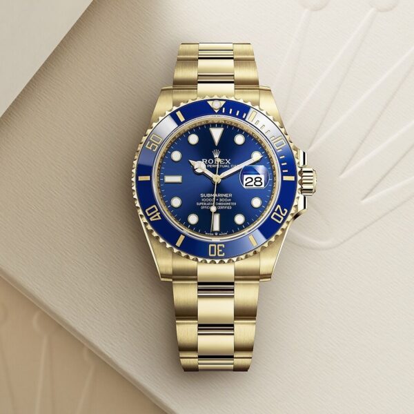 Rolex Submariner Full Gold & Blue Dial Japanese Master Quality Automatic Men’s Watch - Image 6